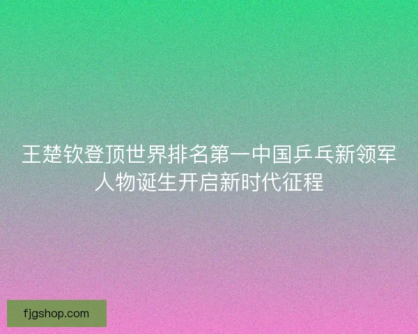 王楚钦登顶世界排名第一中国乒乓新领军人物诞生开启新时代征程