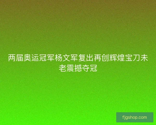 两届奥运冠军杨文军复出再创辉煌宝刀未老震撼夺冠